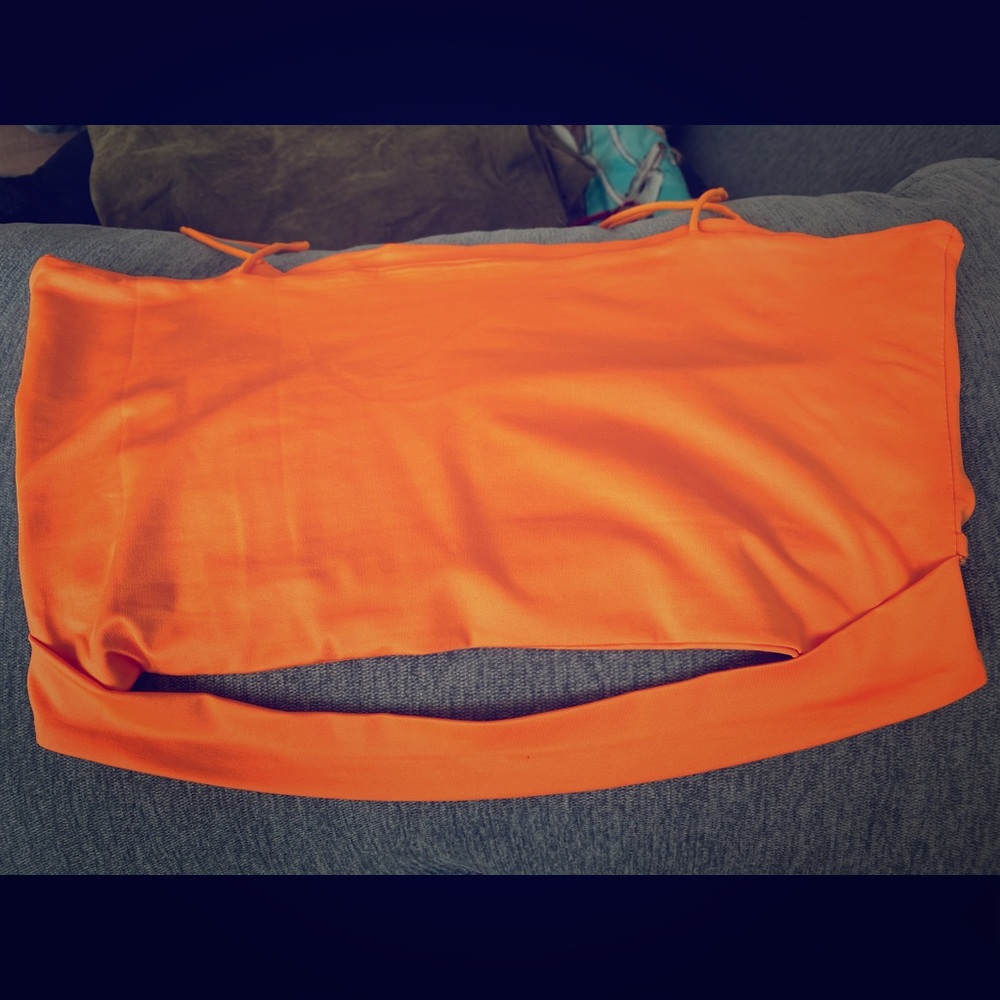 Neon orange solid cut out crop top